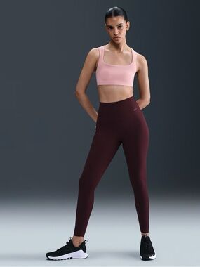 Nike Zenvy Rib Women's High-Waisted 7/8 Leggings Large Burgundy Crush Yoga